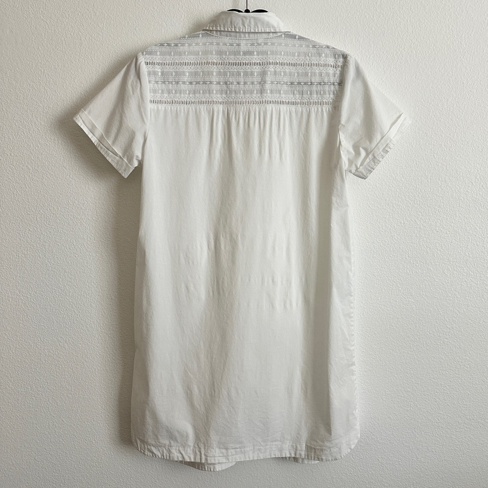 Cupcakes & Cashmere White Embroidered Cotton Collared Shirttail Mini Dress Sz S - Picture 3 of 9